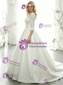 White Sequins Short Sleeve Wedding Dress