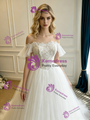 White Tulle Lace Off the Shoulder Wedding Dress