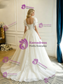 Beige White Tulle Lace Wedding Dess