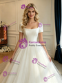 White Tulle Shrot Sleeve Wedding Dress