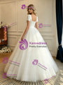 White Tulle Shrot Sleeve Wedding Dress