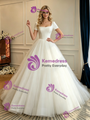White Tulle Shrot Sleeve Wedding Dress