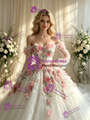 White Tulle Straps Appliques Wedding Dress