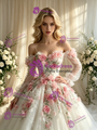 White Tulle Straps Appliques Wedding Dress