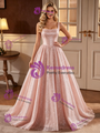 Pink Sequins Straps Wedding Dress