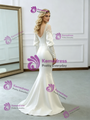 Beige White Mermaid Satin Long Sleeve Wedding Dress
