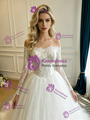 White Tulle Lace Long Sleeve Wedding Dress