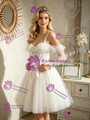 White Tulle Lace Long Sleeve Wedding Dress