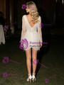 White Tulle Long Sleeve Wedding Dress
