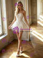 White Sequins Strapless Beading Wedding Dress