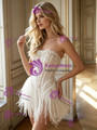 White Sequins Strapless Beading Wedding Dress