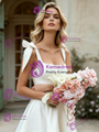 White Satin Straps Short Wedding Dress