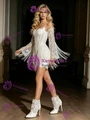 White Lace Long Sleeve Tassel Wedding Dress