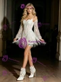 White Lace Long Sleeve Tassel Wedding Dress