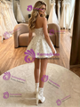 White Tulle Strapless Appliques Wedding Dress
