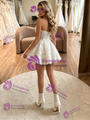 White Tulle Strapless Appliques Wedding Dress
