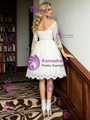 White Lace Short Sleeve Wedding Dress