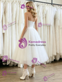 White Tulle Strapless Wedding Dress