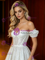 White Sequins Off the Shoulder Wedding Dress
