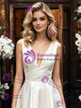 White Satin V-neck Wedding Dress