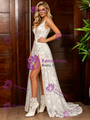 White Lace V-neck Wedding Dress