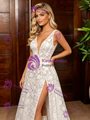 White Lace V-neck Wedding Dress