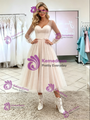 Long Sleeve Tulle V-neck Wedding Dress
