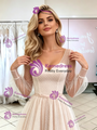 Long Sleeve Tulle V-neck Wedding Dress