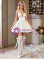 White Satin Straps Short Wedding Dress