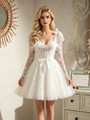White Tulle Lace Long Sleeve Wedding Dress