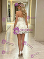 Ivory Satin Strapless Flower Wedding Dress