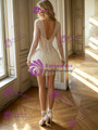 White Tassel V-neck Long Sleeve Wedding Dress