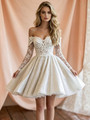 White Tulle Lace Long Sleeve Wedding Dress