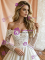 White Tulle Lace Long Sleeve Wedding Dress
