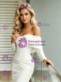 White Sheath Long Sleeve Appliques Wedding Dress