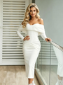 White Sheath Long Sleeve Appliques Wedding Dress