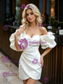 White Satin Off the Shoulder Pleats Wedding Dress