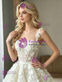 White Straps Flower Wedding Dress