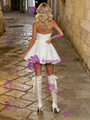 White Sequins Halter Short Wedding Dress