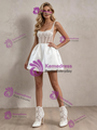 White Satin Straps Wedding Dress
