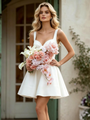 White Satin Straps Wedding Dress