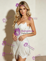 White Strapless Tassel Wedding Dress