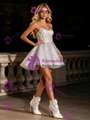 White Sequins Strapless Wedding Dress