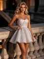 White Sequins Strapless Wedding Dress