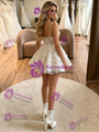 White Tulle Lace Spaghetti Straps Wedding Dres