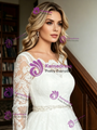 White Tulle Short Sleeve Wedding Dress