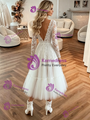 White Tulle Lace V-neck Appliques Wedding Dress