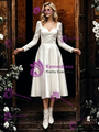 White Satin Long Sleeve Wedding Dress