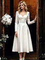 White Satin Long Sleeve Wedding Dress
