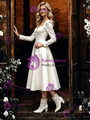 White Satin Long Sleeve Wedding Dress